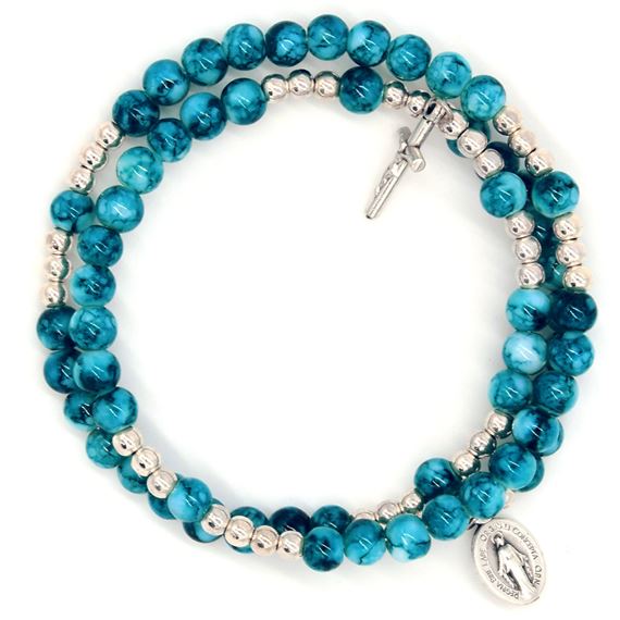 BLUE WRAP ROSARY BRACELET - WITH MIRACULOUS MEDAL